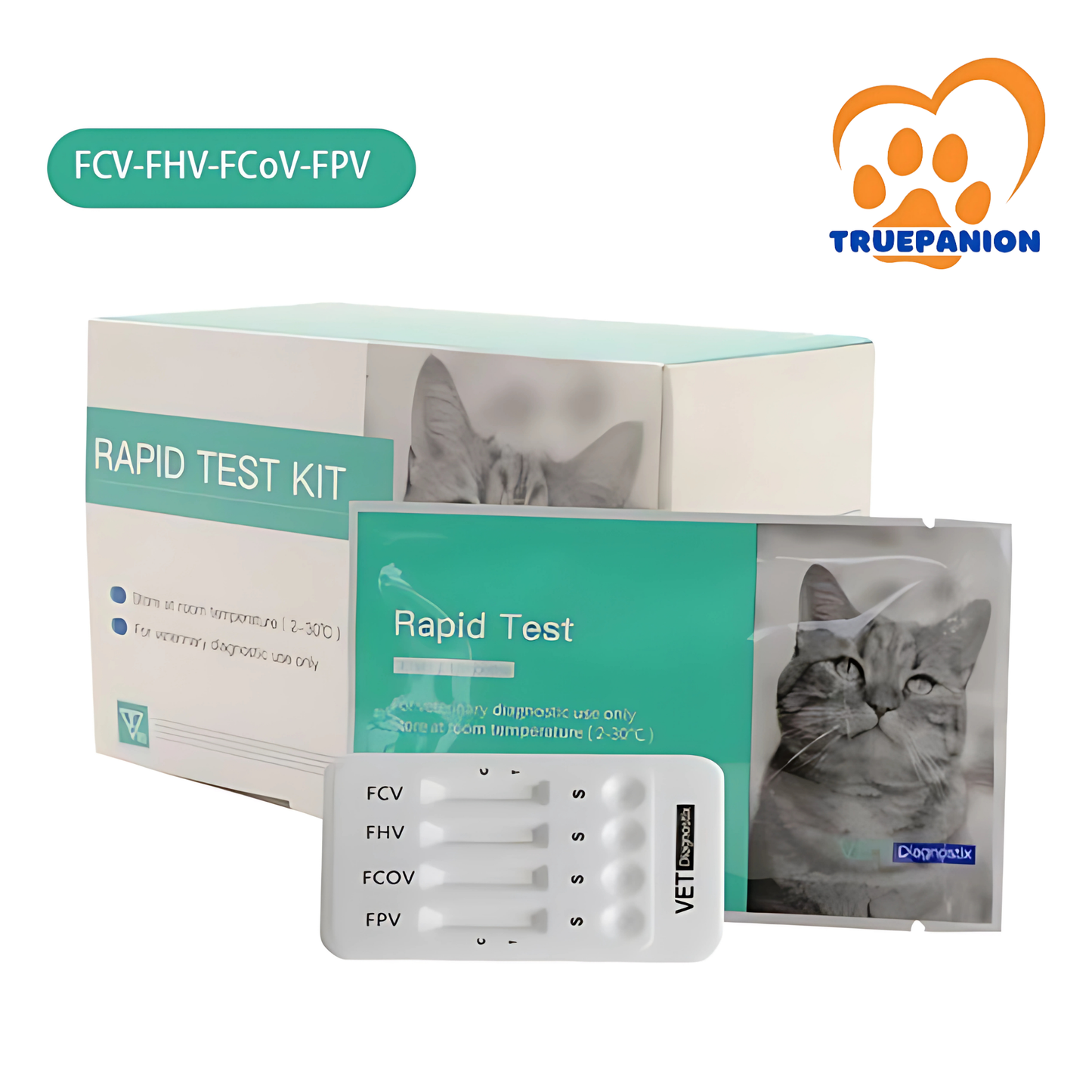 Feline Calicivirus-Herpesvirus Typel-Coronavirus-Panleukopenia Virus Antigen Combo Test (FCV-FHV-FCoV-FPV)