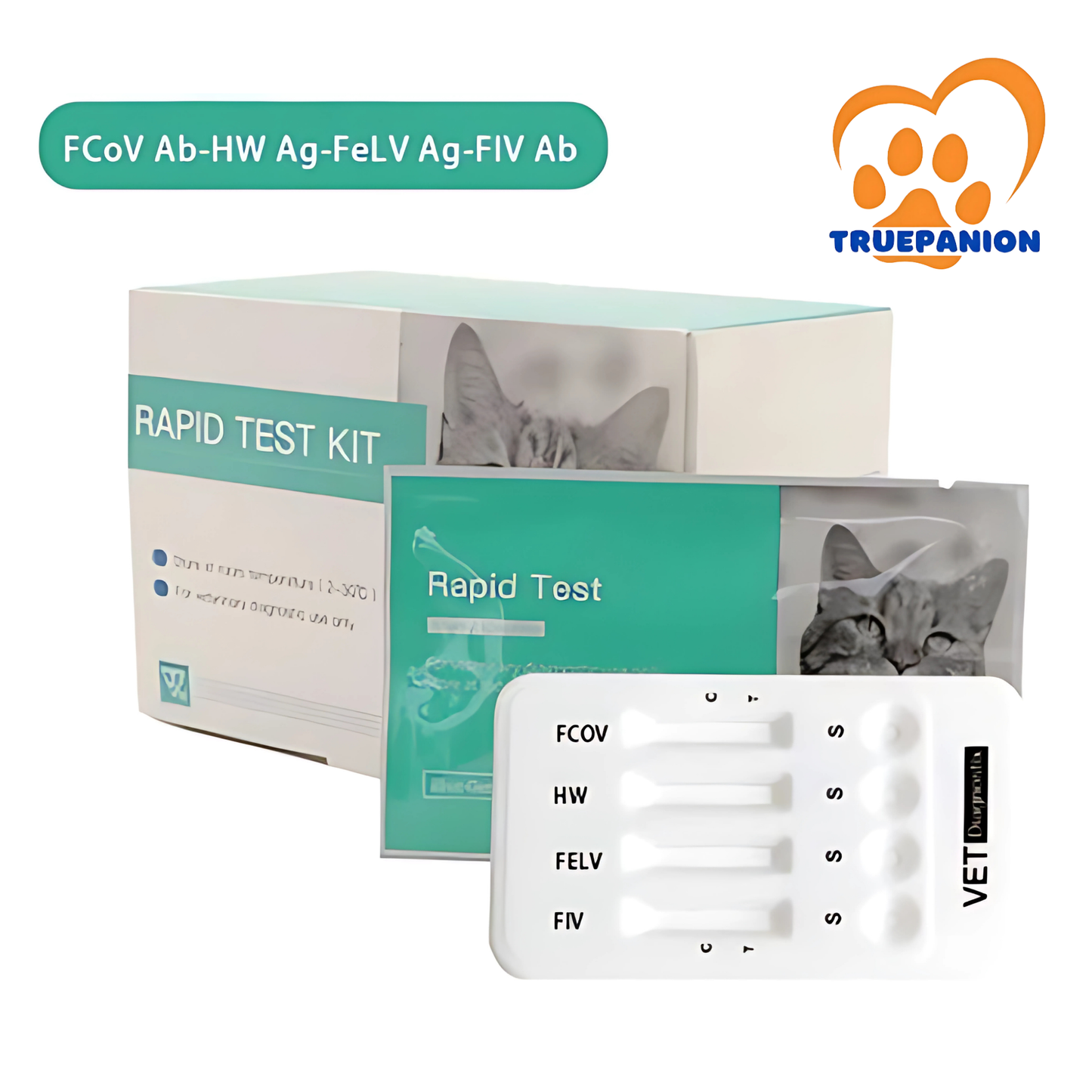 Feline Coronavirus Antibody-Heartworm-Feline Leukemia Virus Antigen-Feline Immunodeficiency Virus Antibody Combo Test (FCoV Ab-HW Ag-FeLV Ag-FIV Ab)